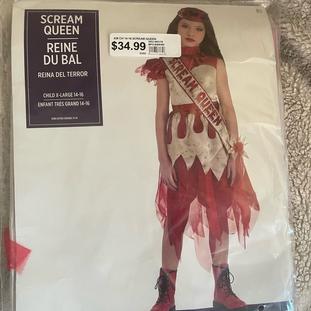 Child’s Scream Queen Halloween Costume Size XL 12-14. New unused